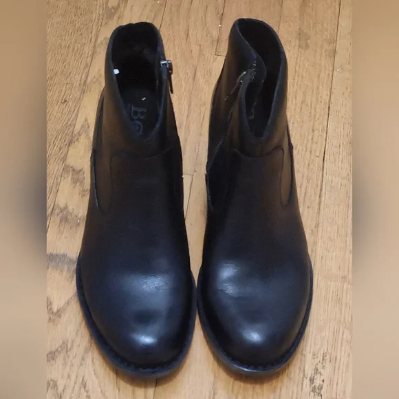 Børn Women’s Black Leather Ankle Boots Size 7.5 – Side Zip, Block Heel, Comfort - Picture 4 of 6